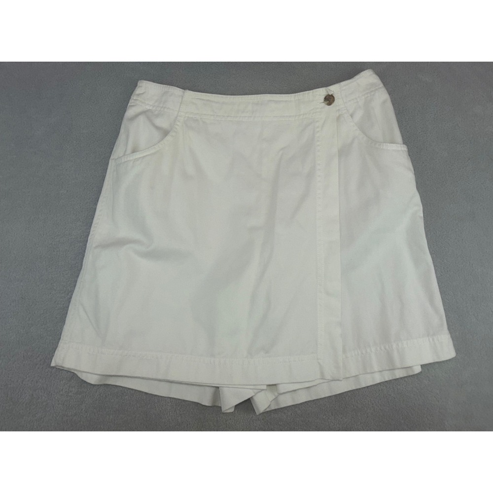 Rafaella Womens White Cotton Wrap Front Skort Side Pockets Size 8 RN 95615